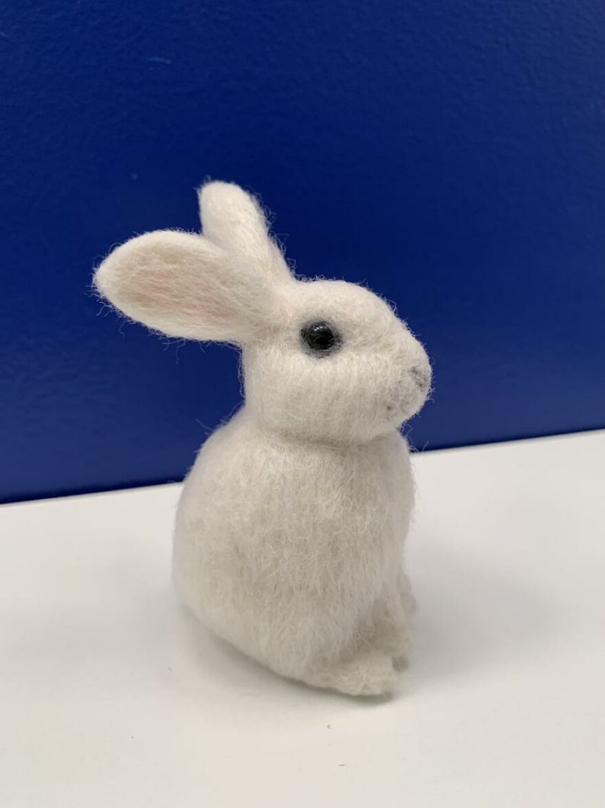 Adorable Fluffy Needle Felted Rabbit