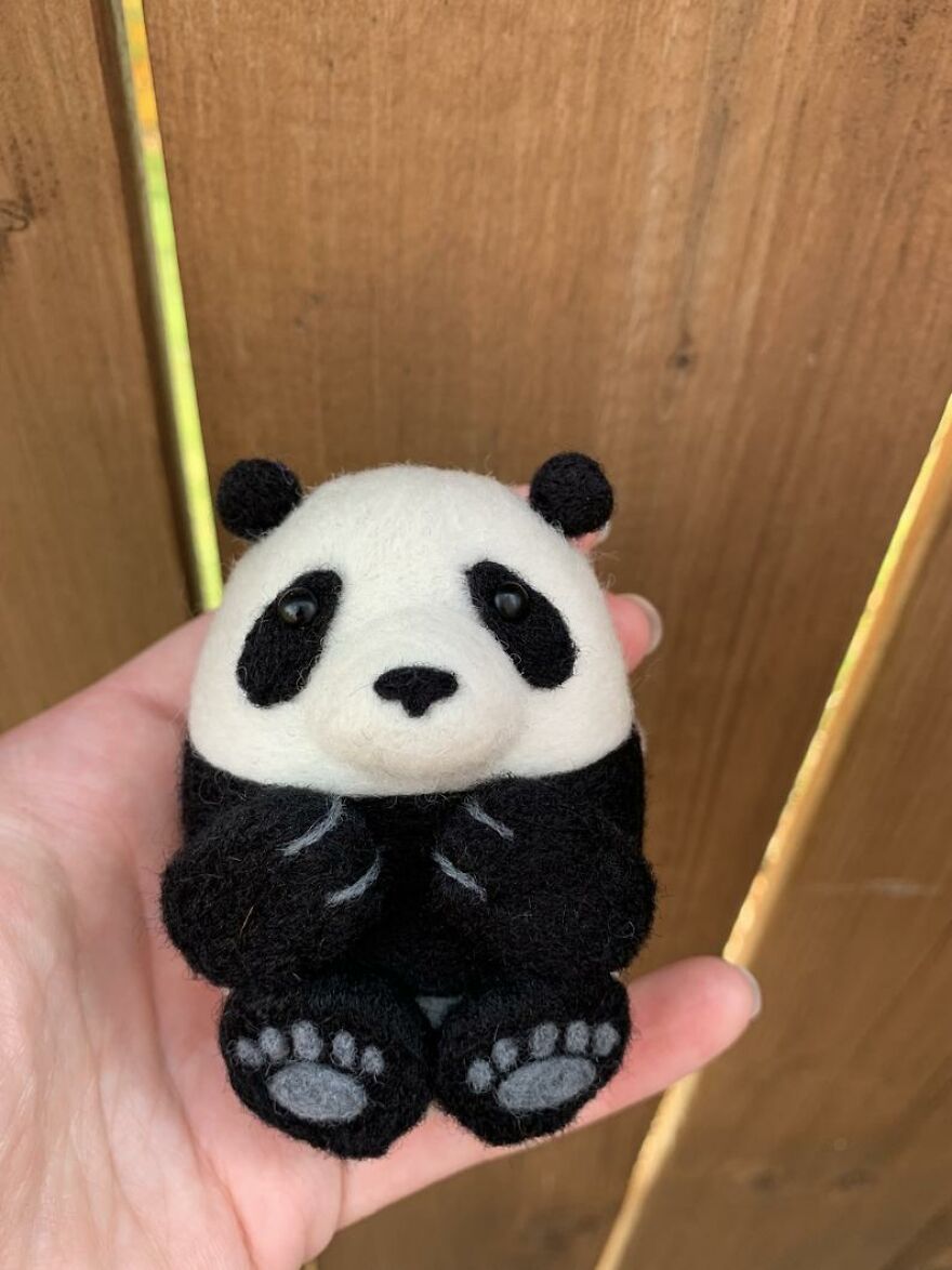 Adorable Round Needle Felted Panda