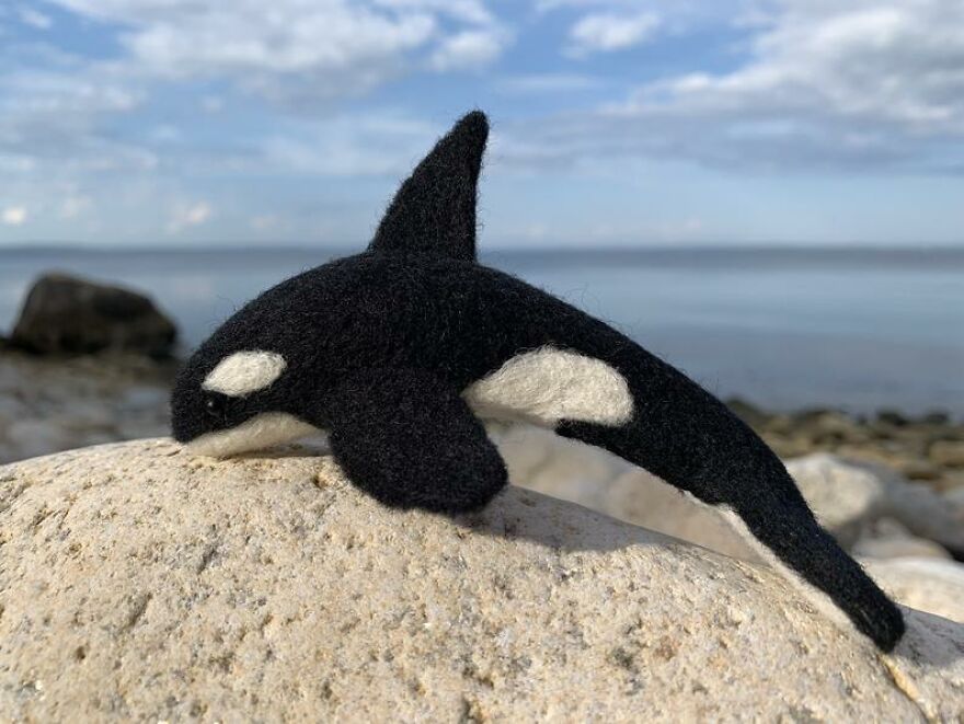 Precious Needle Felted Wool Orca Sculpture