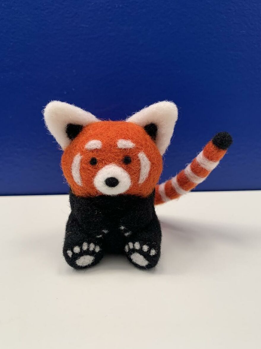 Little Needle Felted Round Red Panda