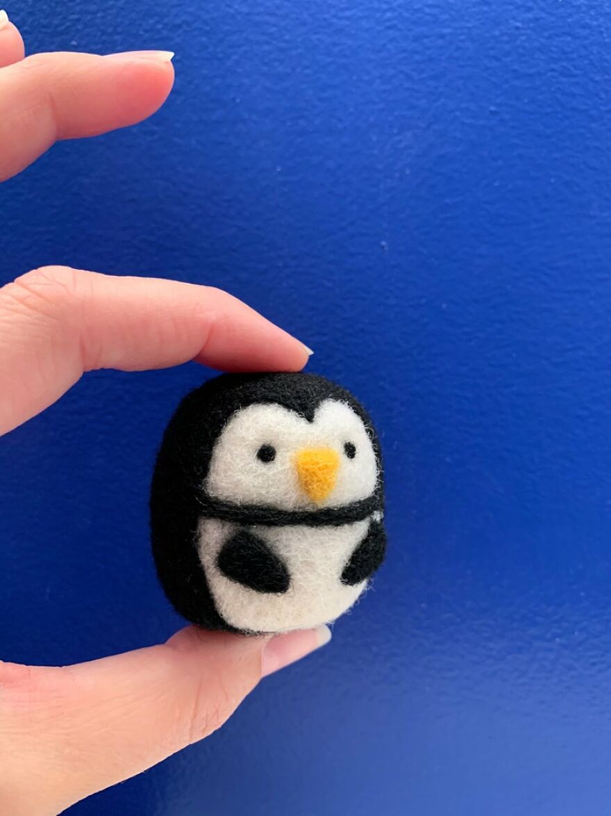 Adorable Round Needle Felted Penguin