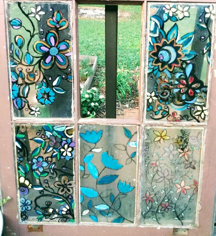 My Painted Window ( Even Though A Piece Broke And Is Missing). It's A Work In Progress.