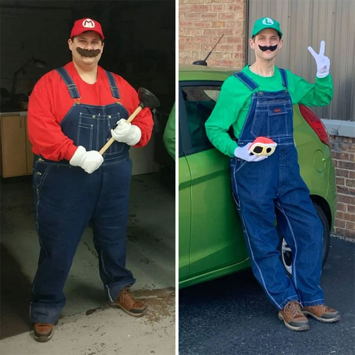 Yo como Mario hace 2 años y ahora como Luigi, con 100 kilos menos