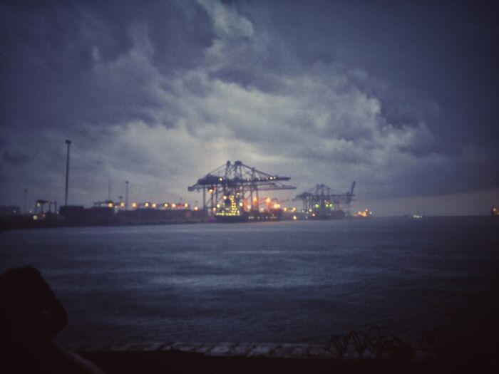 A Stormy Evening In Chennai Harbour