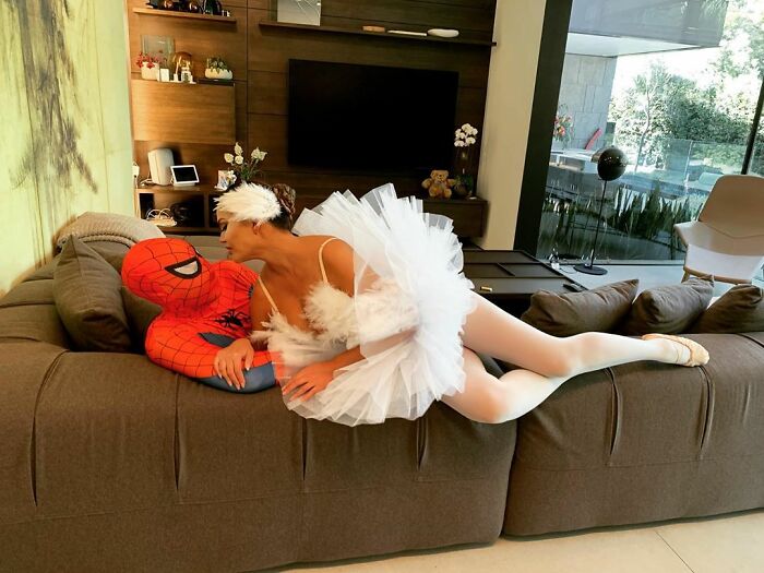 Chrissy Teigen And John Legend As Spiderman And The White Swan