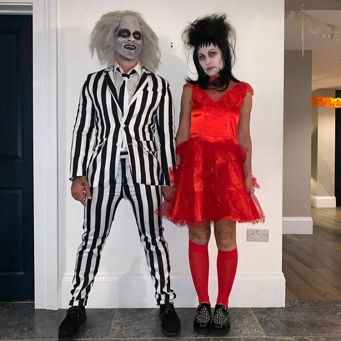 Emma And Matt Willis As Ghoulish Characters From 1988 Movie Beetlejuice