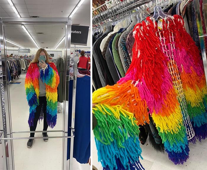 The Yarn Vest Of Rainbow Dreams! Found At Value Village For $10 In Ontario, Canada. The Endless Possibilities Of Future Halloween Costumes Made It Come Home With Me