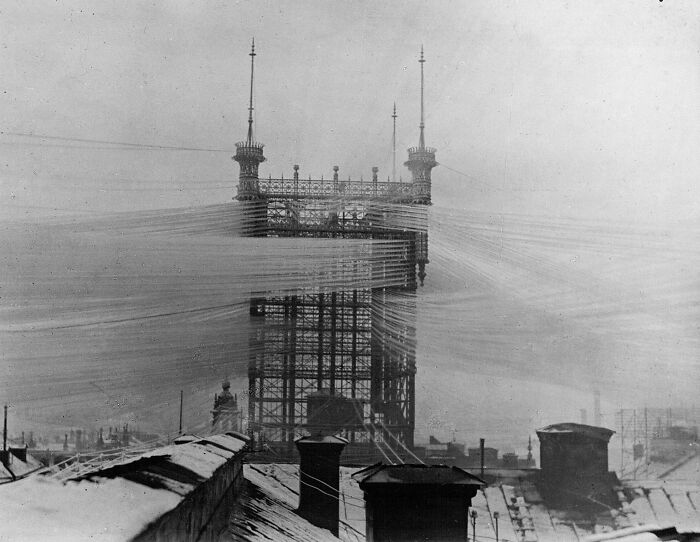 The Old "Telefontornet" Telephone Tower In Stockholm, Sweden, With Approximately 5,500 Telephone Lines C. 1890