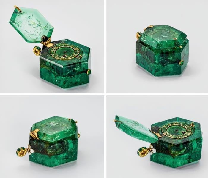 350 Year Old Pocket Watch Carved From A Single Colombian Emerald