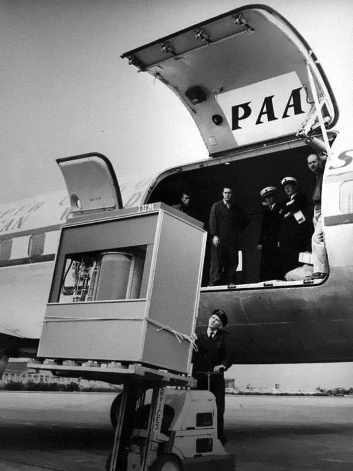 A 5mb Hard Disk Drive Being Loaded Onto A Plane, In 1956