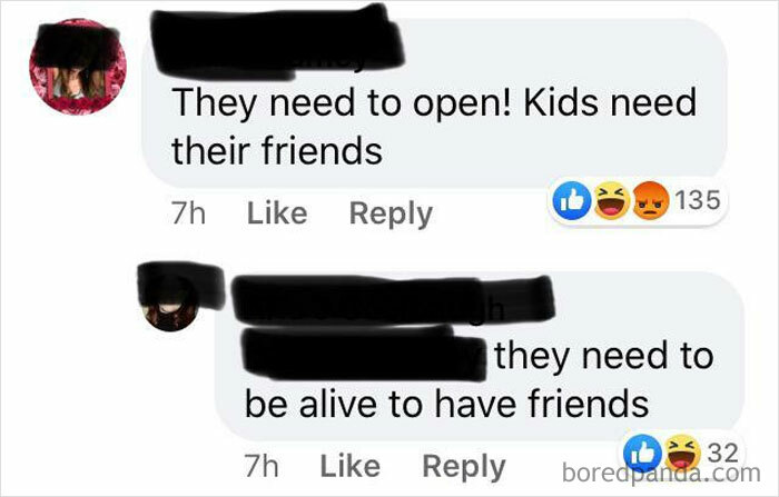 On A Facebook Post About Schools Opening Up In The Fall