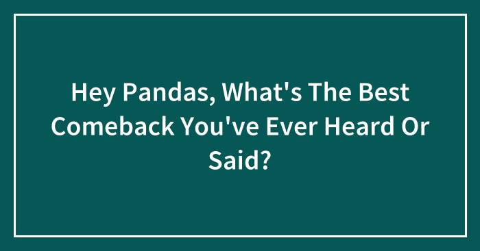 Hey Pandas, What’s The Best Comeback You’ve Ever Heard Or Said? (Closed)