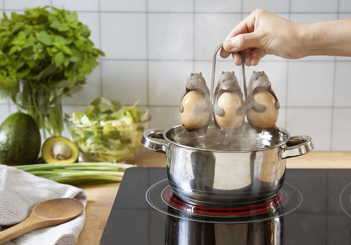$18 Kitchen Invention 'Eggbears' Makes Boiling And Holding Brown Eggs Easy And Fun
