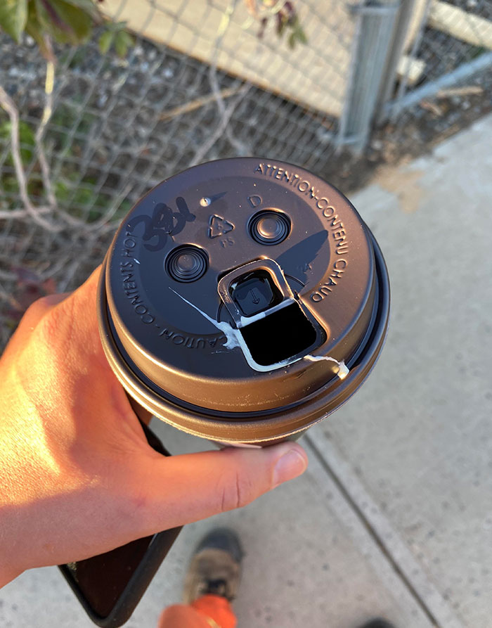 Hoy iba a mi primer trabajo con una taza de café. Lo blanco no es crema, es caca de pájaro