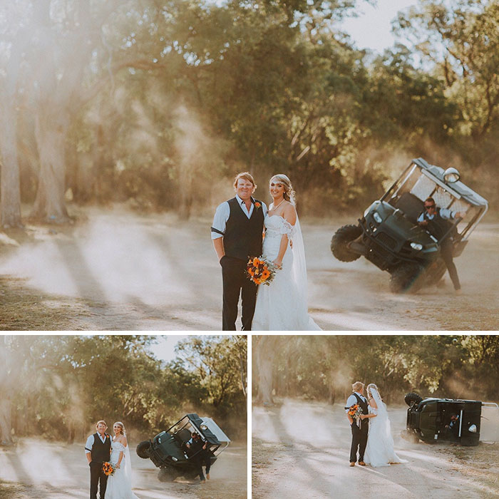 Esta pareja quería polvo en el aire para sus fotos y el padrino lo consiguió, pero...