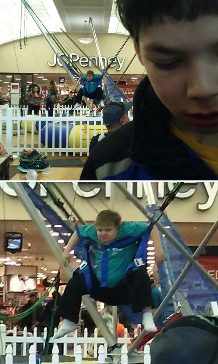 My Friend Took This Picture Of His Son At The Mall. Noted Kid In Background