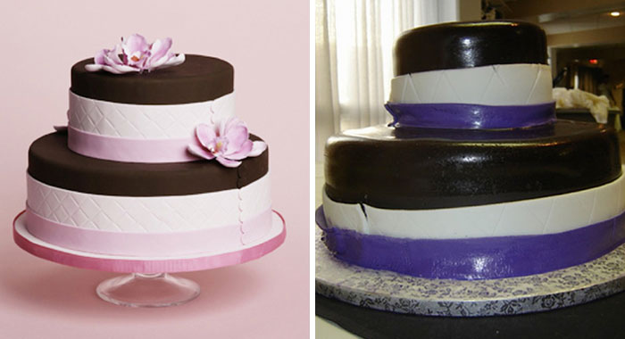 Ordered A Pink, White And Black Striped Cake, Received A Black White And Purple Cake With Uneven Stripes