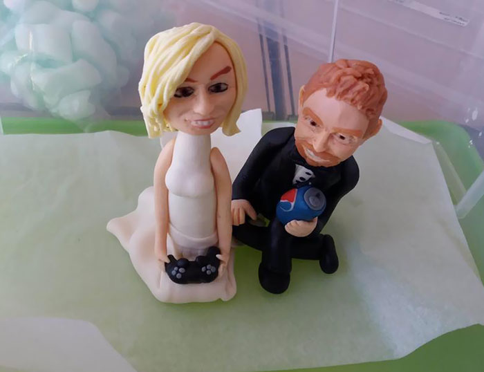 The Baker Wouldn't Send Us A Picture Of The Cake Topper Until The Day Of The Wedding... We Soon Found Out Why