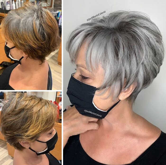 Instead Of Covering Grey Roots, This Hair Colorist Makes Clients Embrace It (30 New Pics)