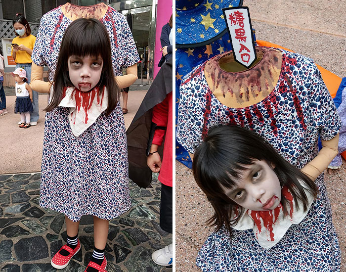 This Little Girl’s Headless Halloween Costume Was So Terrifying, It Scared Away Other Kids