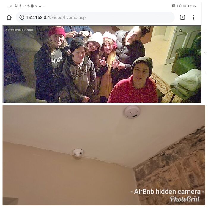 Esta familia con niños encontró una cámara en el detector de humos del Airbnb