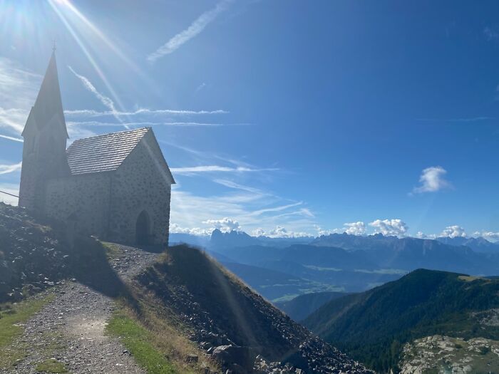 Church On A Mountaintop In The Alps