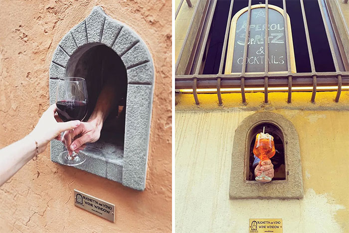 These So-Called Wine Windows Were Used By Vintners In Italy To Sell Wine During Plague Pandemics In The 17th Century. Now They Are Coming Back To Use Due To Coronavirus