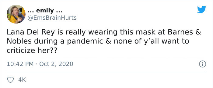 Lana Del Rey Responds To People Who Criticized Her For Wearing A Mesh Face Covering During The Coronavirus Pandemic