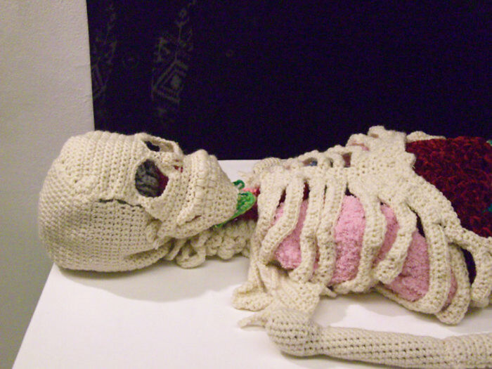 That Is The Life-Size Anatomically Right Skeleton With Detachable Organs Crocheted In 7 Months By Canadian Artist !