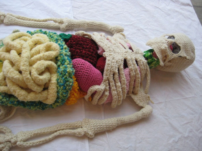 That Is The Life-Size Anatomically Right Skeleton With Detachable Organs Crocheted In 7 Months By Canadian Artist !