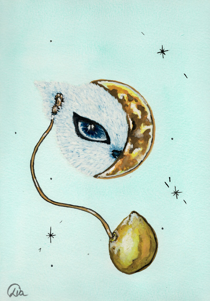 Mooncat World By Diacelin Art