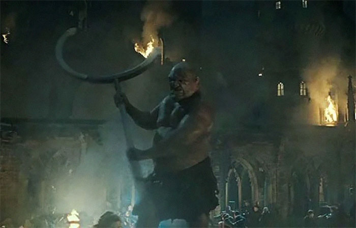 In Harry Potter And The Deathly Hallows Part 2 (2011). One Of The Giants Weapon, In The Battle Of Hogwarts, Is A Broken Quidditch Goal Post