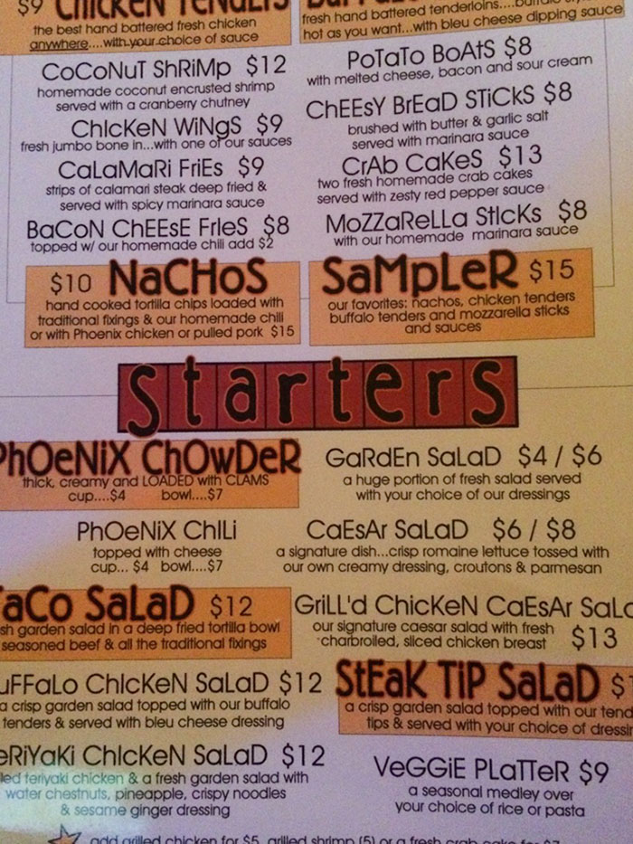 The Misuse Of Capital Letters On This Menu