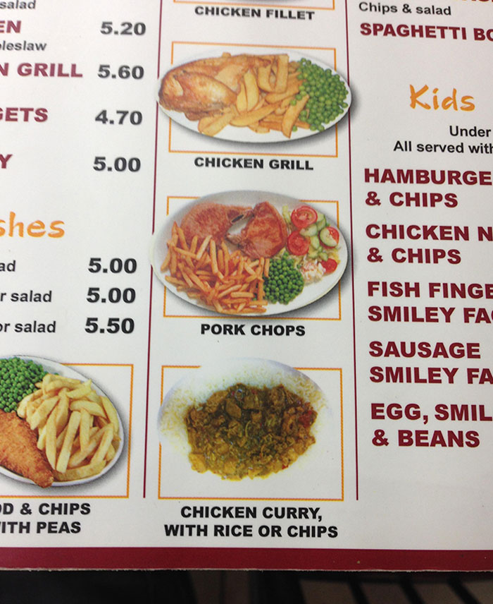 The Photo Of The Curry On This Menu Looks Upside Down