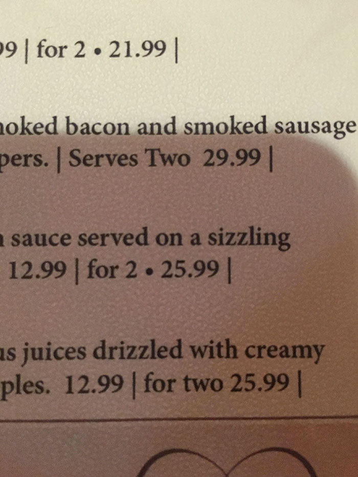 This Menu Can’t Decide How To Write How Many People It Serves