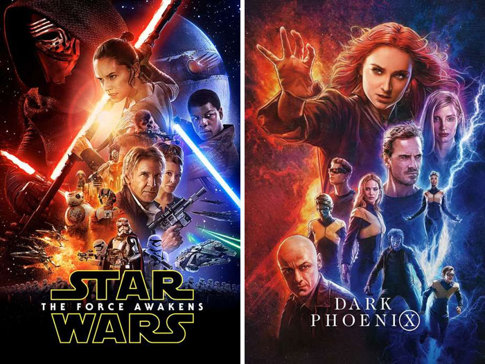 Star Wars: The Force Awakens (2015) vs. Dark Phoenix (2019)