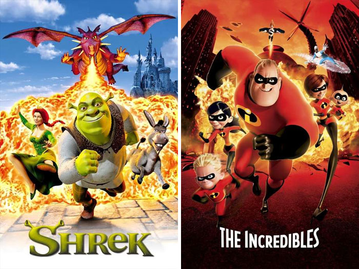 Shrek (2001) vs. The Incredibles (2004)