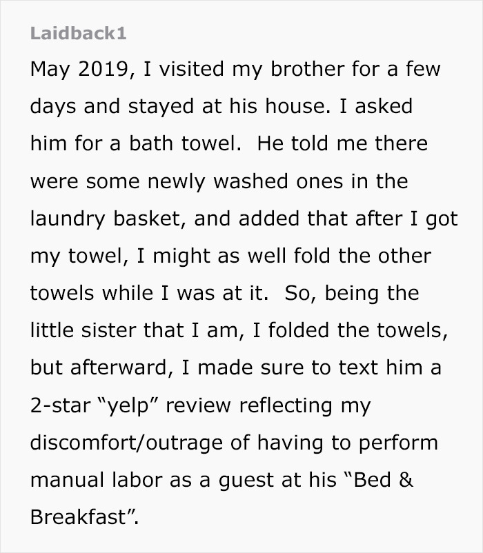 Woman Gives A 2-Star Review After Staying At Her Brother’s Home, The Man Responds With A Hilarious Note