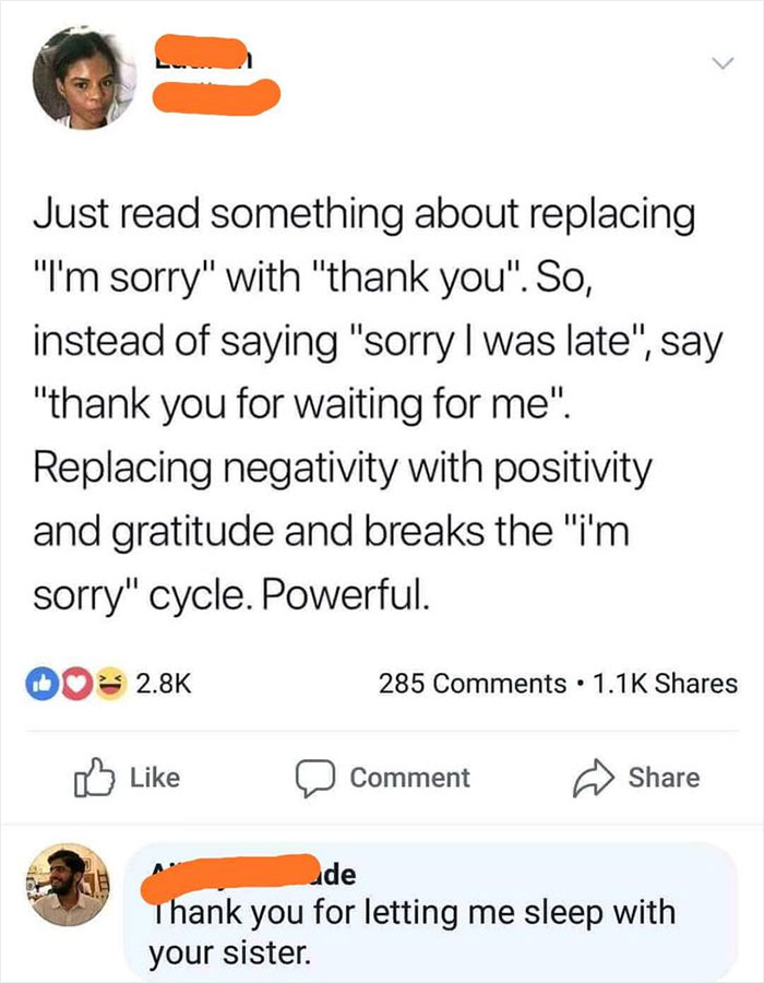 To Replace I'm Sorry With Thank You
