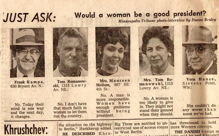 Someone Shares What People In 1963 Said To "Would A Woman Be A Good President?"