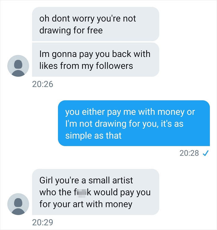 Artist Shames This Client Who Wanted To Pay Her With Likes Instead Of Money