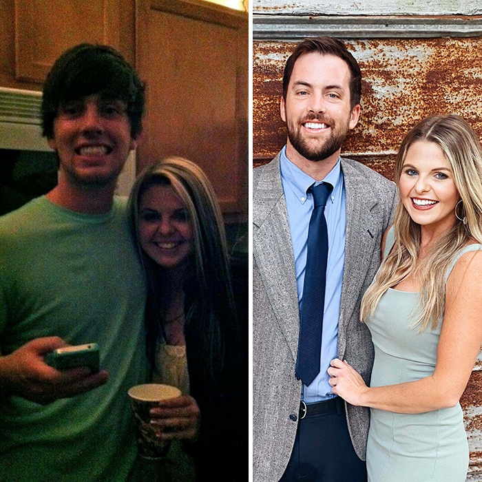(21-30) Eight Years Ago, I Met A Girl At A College Party Who Would Become My Girlfriend After Reconnecting With Her Over Ig Six Months Ago. The Picture On The Left Is The Only Evidence We Have Of That Night. Right Is At A Friends Wedding This Past September. Now Featuring: Better Hairstyle Choices!