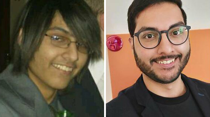 17 (L) To 30 (R). Ditched The Long Hair, Got More Stylish Glasses, Grew A Beard (Thank God). Don't Know Why The Huge Difference In My Skin Tone... Perhaps Due To Poor Lighting In The Pic On The Left?