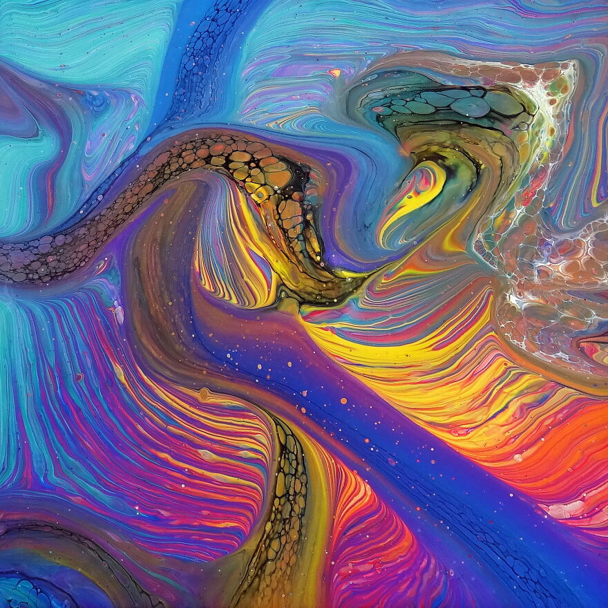 My Acrylic Swipe Over Straight Pour Acrylic Painting