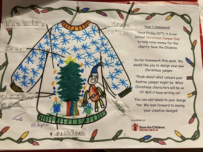 Grandma Surprises Granddaughter By Knitting Her A Christmas Sweater Based On Her Drawing