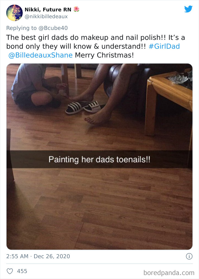 Painting Her Dad's Toenails 