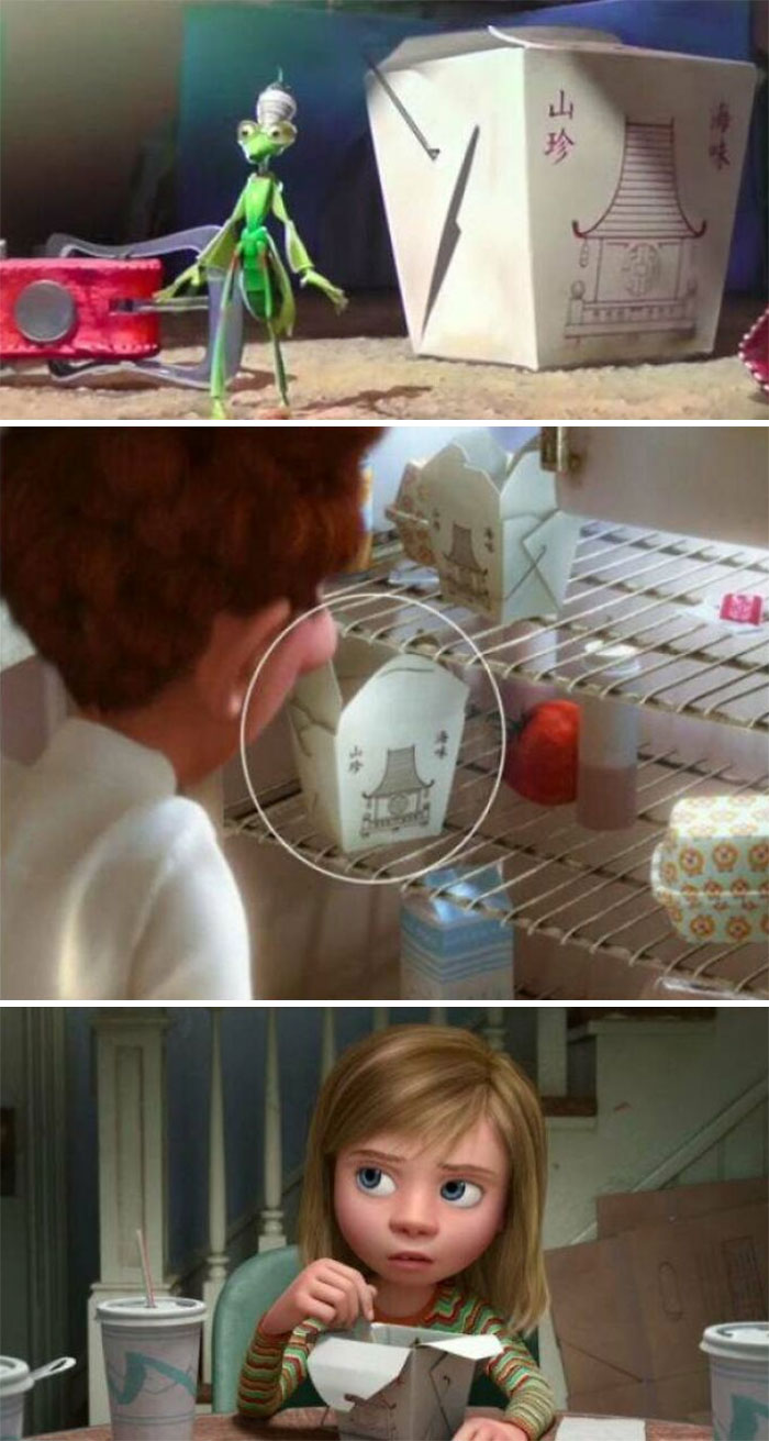 The Same Chinese Take Out Boxes Can Be Seen In A Bug's Life, Ratatouille, And Inside Out
