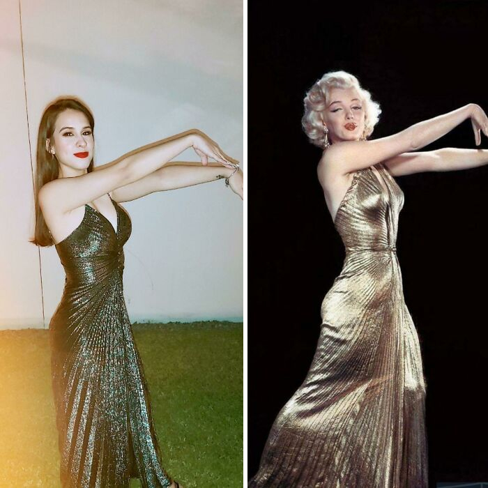 Thrifted Vintage Gown That Resembles The Lamé Dress Marilyn Wore. I Did Not Nail The Pose, I Know