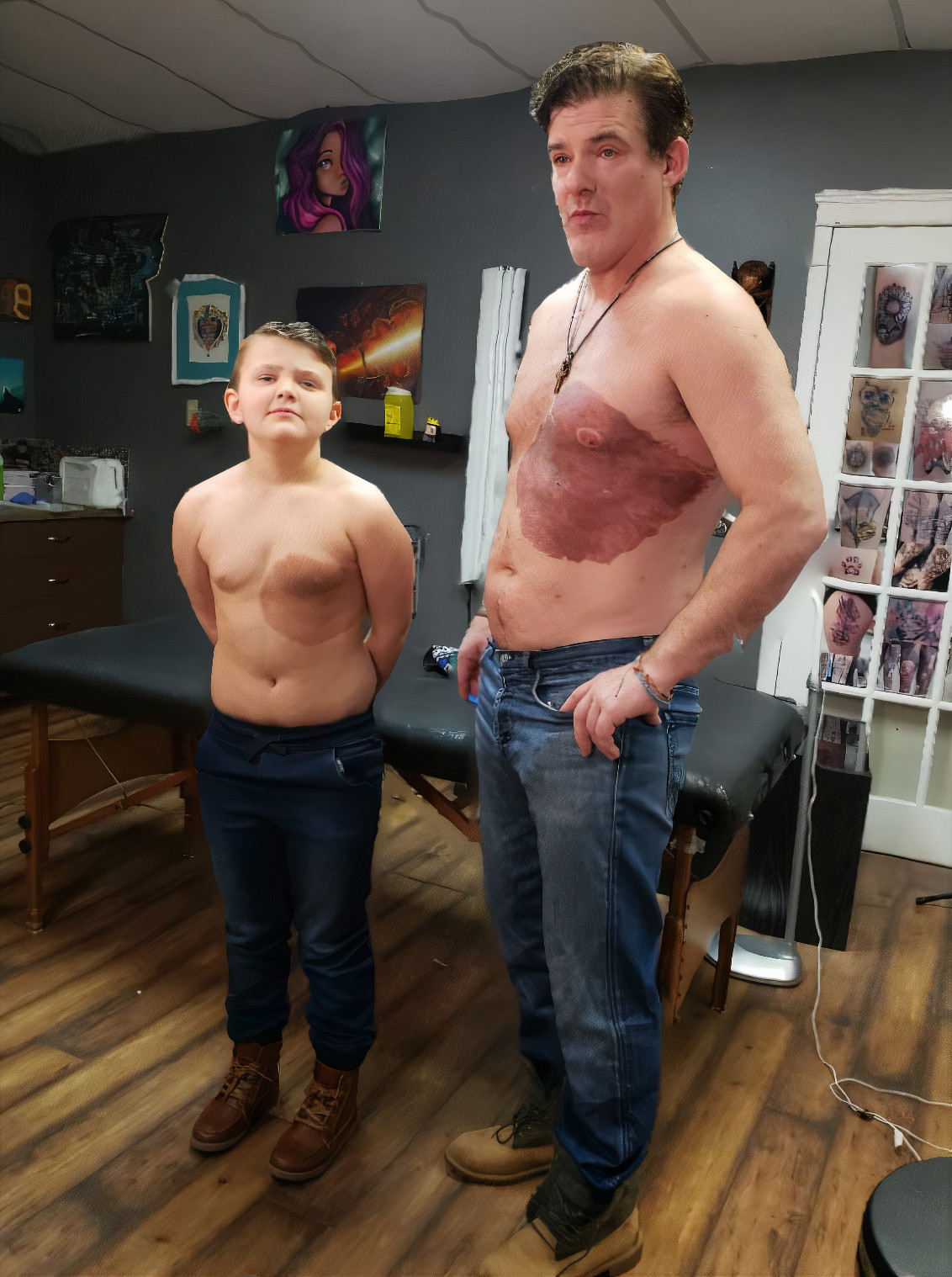 Dad Sits For 30 Hours Straight To Get Identical Tattoo To His 8-Year-Old's Birthmark
