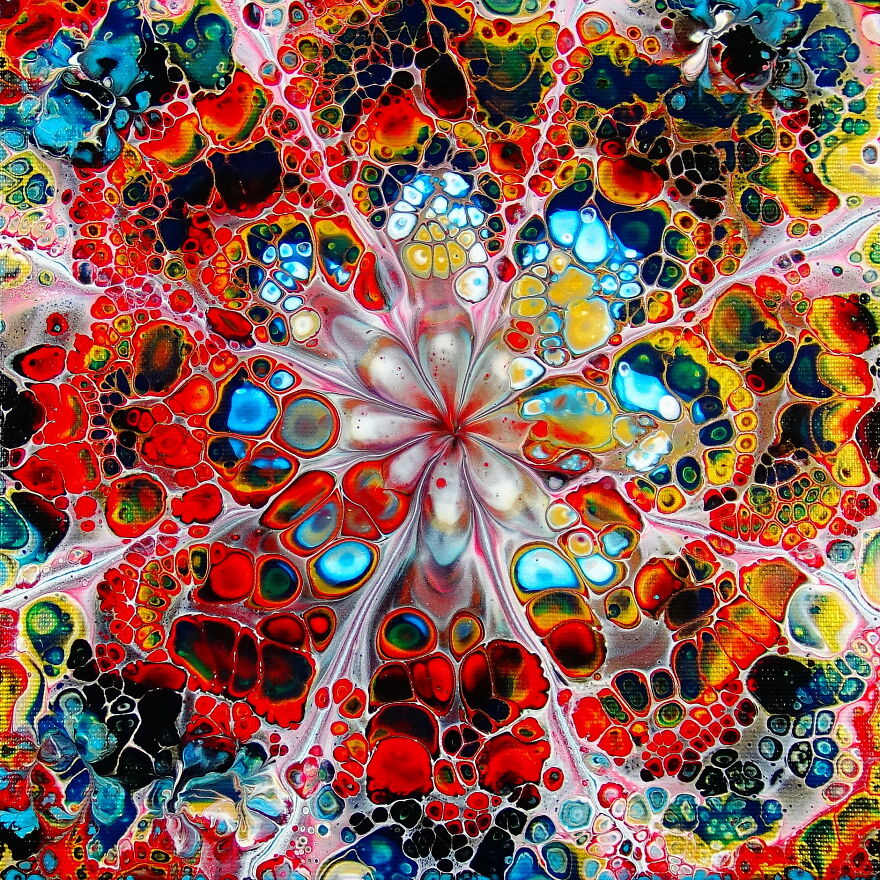Stained Glass Flower For Christmas ~ Open Cup Technique ~ Acrylic Pouring ~ Fluid Art Stained Glass Flower For Christmas ~ Open Cup Technique ~ Acrylic Pouring ~ Fluid Art
